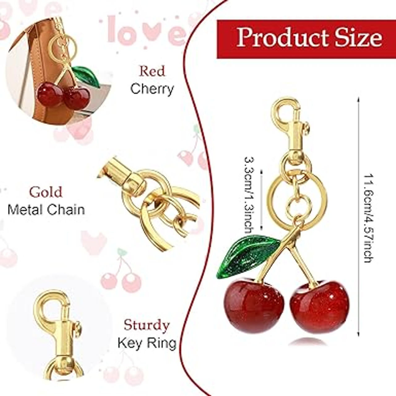 Cherry Glitter Keychain - Image 2